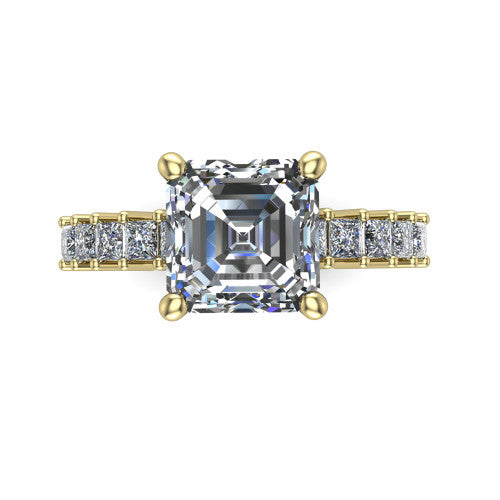 Maya Square Emerald Shape Classic Engagement Ring in 14K Yellow Gold
