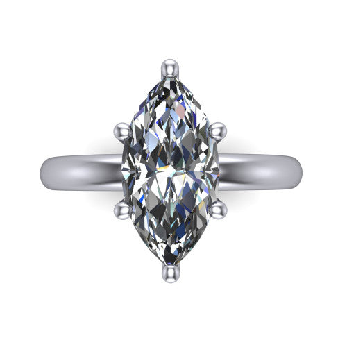 Delilah marquise hidden halo engagement ring in Platinum, top-down view showing the unhaloed marquise solitaire center