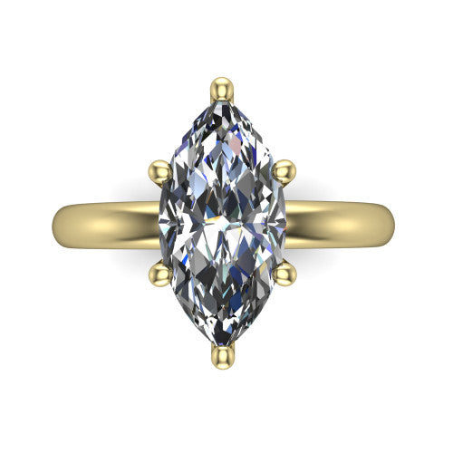 Delilah marquise hidden halo engagement ring in 18K Yellow Gold, top-down view showing the unhaloed marquise solitaire center