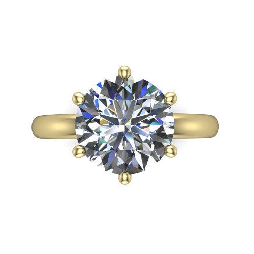 Delilah round hidden halo engagement ring in 14K Yellow Gold, top-down view showing the unhaloed round solitaire center