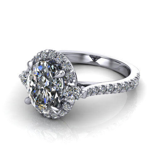 Amaya Oval Shape Halo Engagement Ring in Platinum