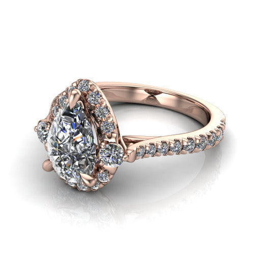 Amaya Pear Shape Halo Engagement Ring in 14K Rose Gold