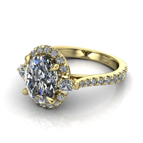 Amaya Oval Shape Halo Engagement Ring in 14K Yellow Gold
