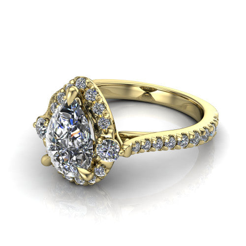 Amaya Pear Shape Halo Engagement Ring in 14K Yellow Gold