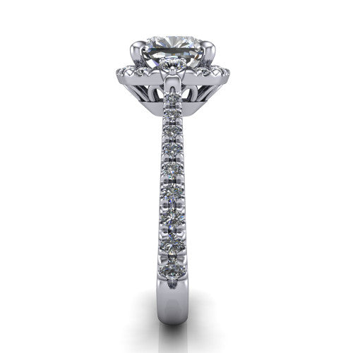 Amaya Cushion Shape Halo Engagement Ring in 18K White Gold