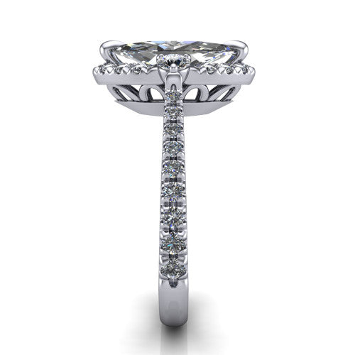 Amaya Marquise Shape Halo Engagement Ring in 18K White Gold