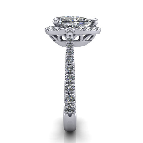 Amaya Pear Shape Halo Engagement Ring in Platinum