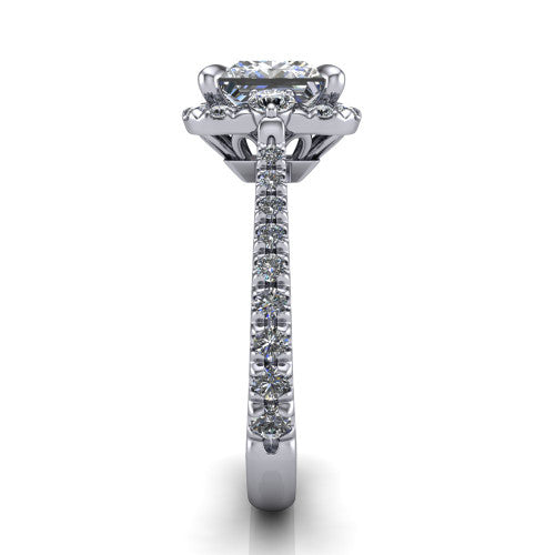 Amaya Princess Shape Halo Engagement Ring in 14K White Gold