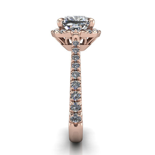 Amaya Cushion Shape Halo Engagement Ring in 18K Rose Gold