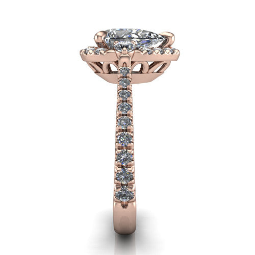 Amaya Pear Shape Halo Engagement Ring in 14K Rose Gold