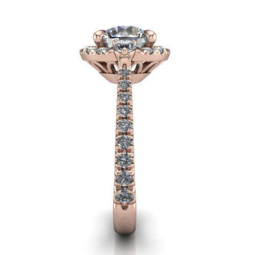 Amaya Round Shape Halo Engagement Ring in 14K Rose Gold