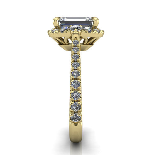 Amaya Emerald Shape Halo Engagement Ring in 14K Yellow Gold