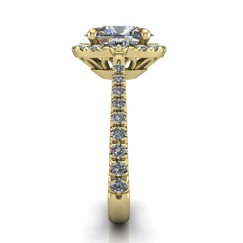 Amaya Oval Shape Halo Engagement Ring in 18K Yellow Gold