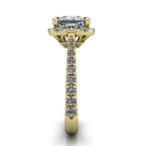 Amaya Princess Shape Halo Engagement Ring in 14K Yellow Gold