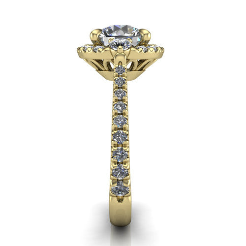 Amaya Round Shape Halo Engagement Ring in 18K Yellow Gold