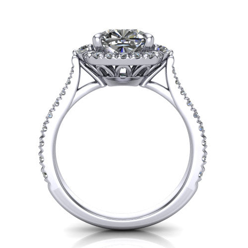 Amaya Cushion Shape Halo Engagement Ring in 14K White Gold