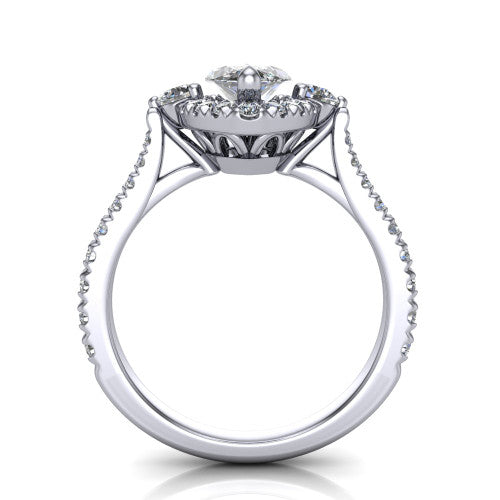 Amaya Marquise Shape Halo Engagement Ring in 18K White Gold