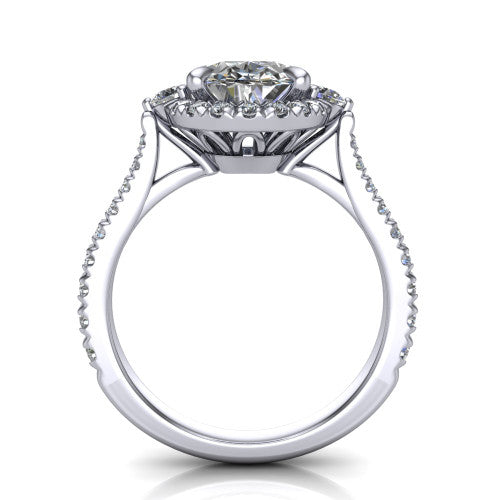 Amaya Oval Shape Halo Engagement Ring in 14K White Gold