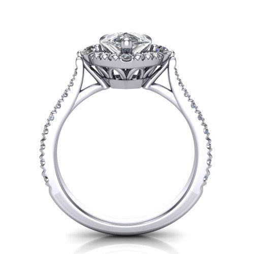 Amaya Pear Shape Halo Engagement Ring in 14K White Gold