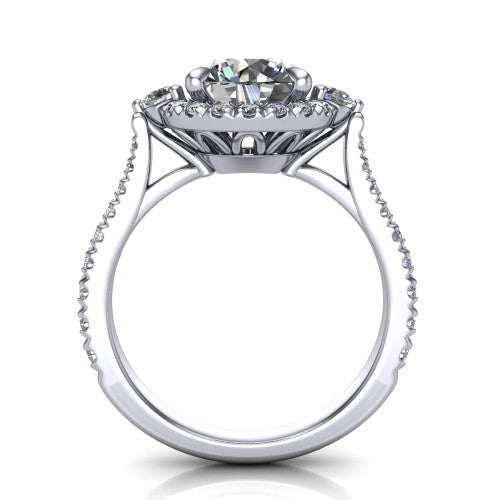 Amaya Round Shape Halo Engagement Ring in 18K White Gold