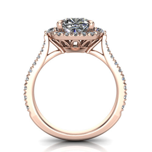 Amaya Cushion Shape Halo Engagement Ring in 18K Rose Gold