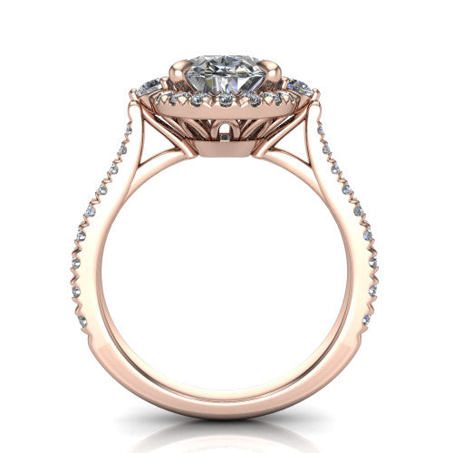 Amaya Oval Shape Halo Engagement Ring in 18K Rose Gold