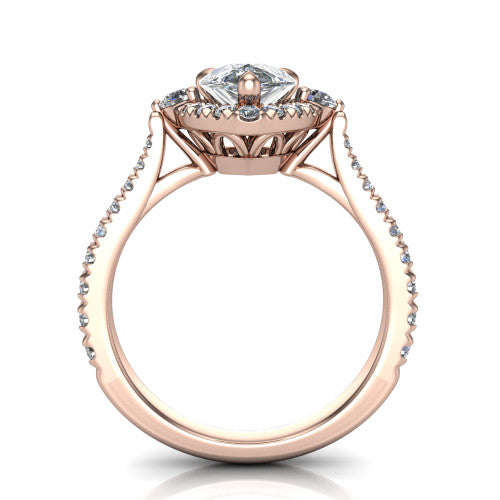 Amaya Pear Shape Halo Engagement Ring in 14K Rose Gold