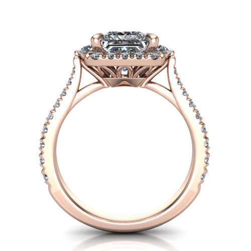 Amaya Princess Shape Halo Engagement Ring in 18K Rose Gold