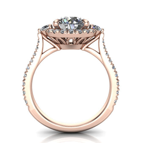 Amaya Round Shape Halo Engagement Ring in 14K Rose Gold