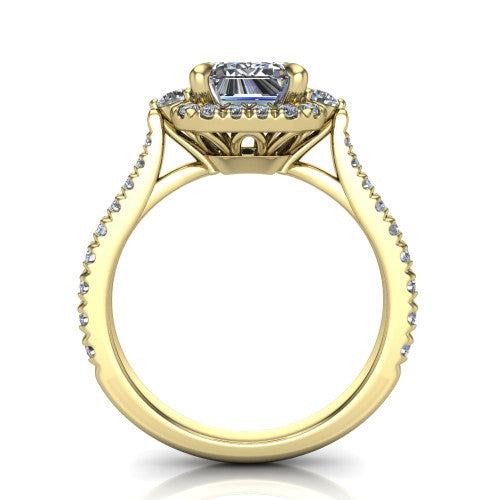 Amaya Emerald Shape Halo Engagement Ring in 14K Yellow Gold