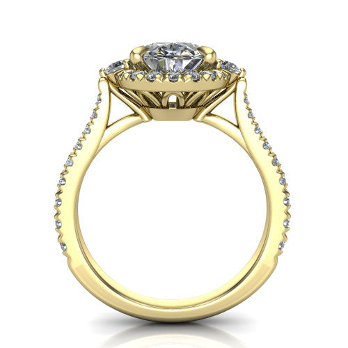 Amaya Oval Shape Halo Engagement Ring in 18K Yellow Gold