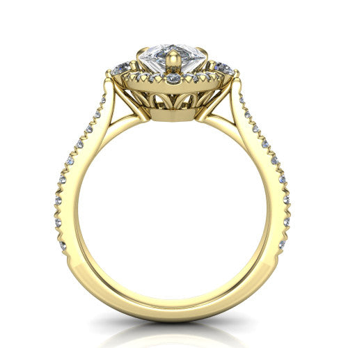 Amaya Pear Shape Halo Engagement Ring in 18K Yellow Gold