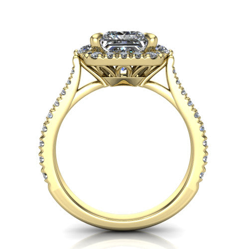 Amaya Princess Shape Halo Engagement Ring in 18K Yellow Gold