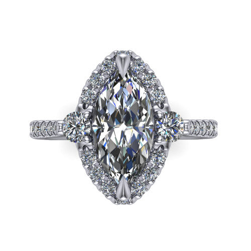 Amaya Marquise Shape Halo Engagement Ring in Platinum