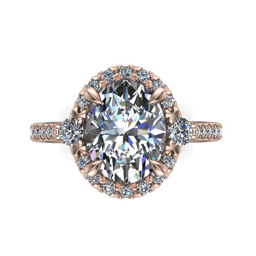Amaya Oval Shape Halo Engagement Ring in 14K Rose Gold
