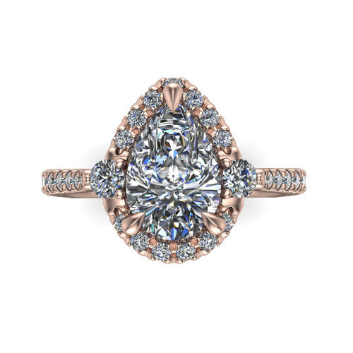 Amaya Pear Shape Halo Engagement Ring in 18K Rose Gold