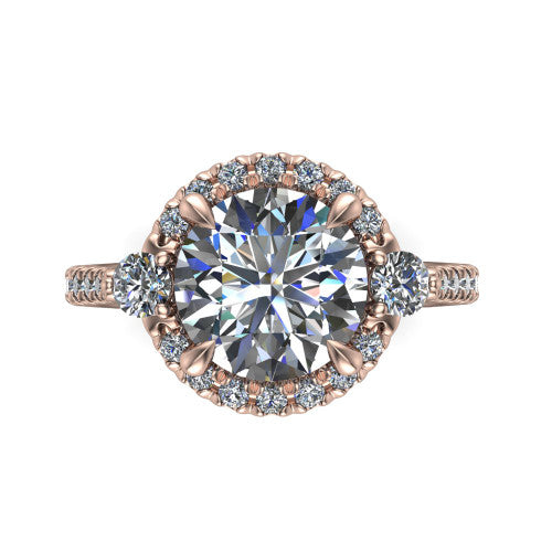 Amaya Round Shape Halo Engagement Ring in 18K Rose Gold