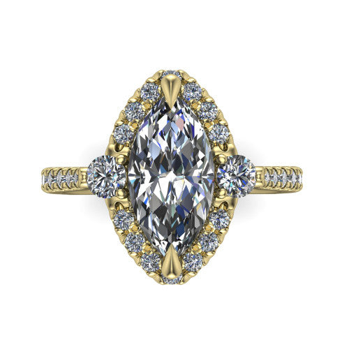 Amaya Marquise Shape Halo Engagement Ring in 14K Yellow Gold