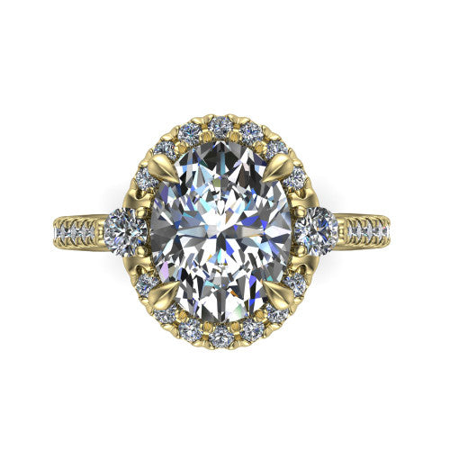 Amaya Oval Shape Halo Engagement Ring in 18K Yellow Gold