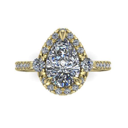 Amaya Pear Shape Halo Engagement Ring in 14K Yellow Gold