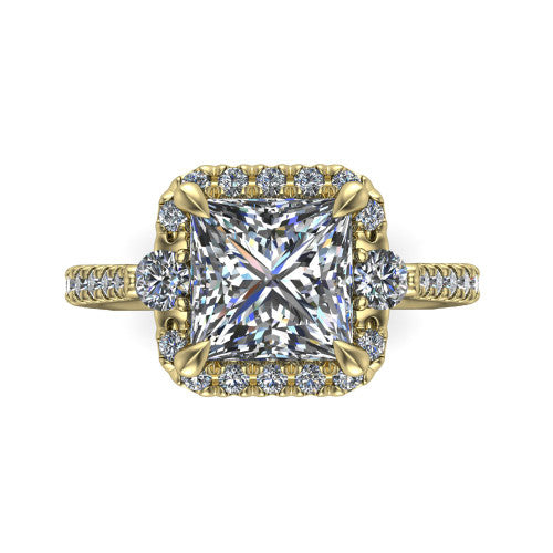 Amaya Princess Shape Halo Engagement Ring in 14K Yellow Gold