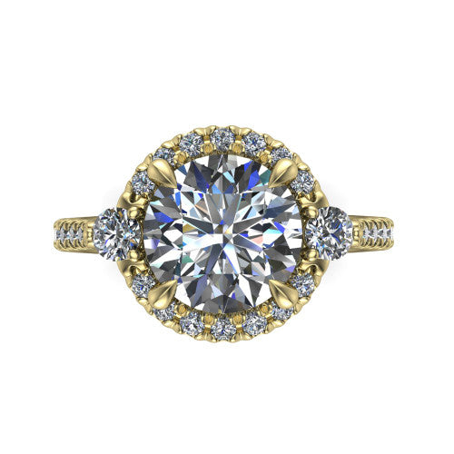 Amaya Round Shape Halo Engagement Ring in 18K Yellow Gold