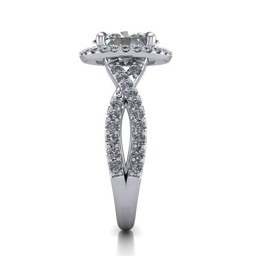 Bella Oval Shape Halo Engagement Ring in 14K White Gold