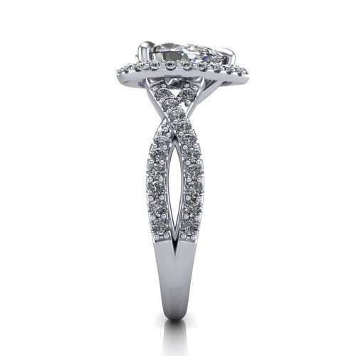 Bella Pear Shape Halo Engagement Ring in 14K White Gold