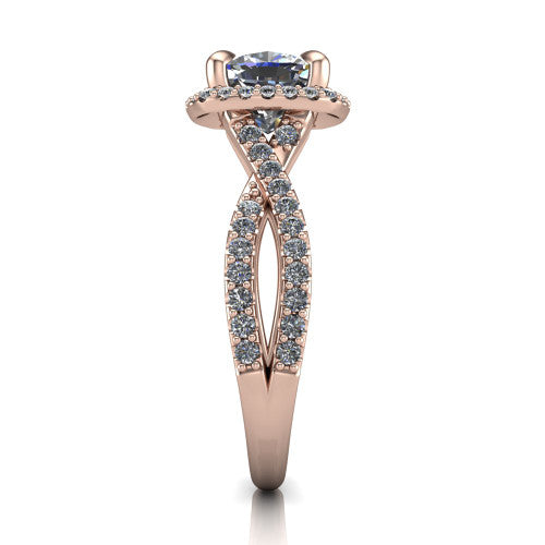 Bella Cushion Shape Halo Engagement Ring in 18K Rose Gold