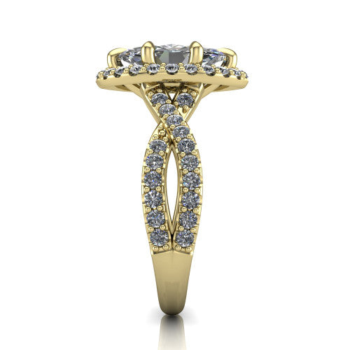 Bella Marquise Shape Halo Engagement Ring in 14K Yellow Gold