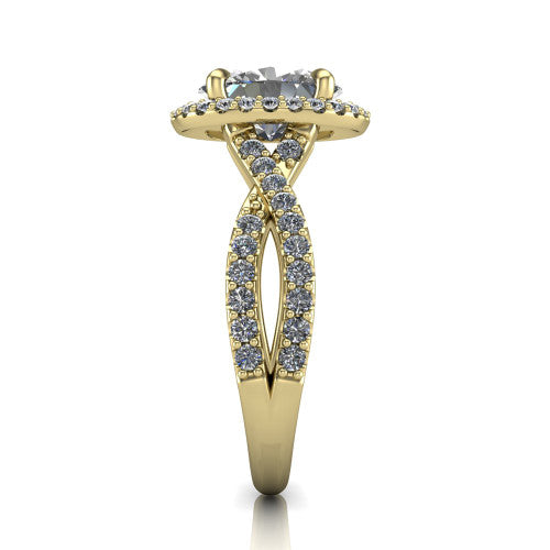 Bella Oval Shape Halo Engagement Ring in 18K Yellow Gold