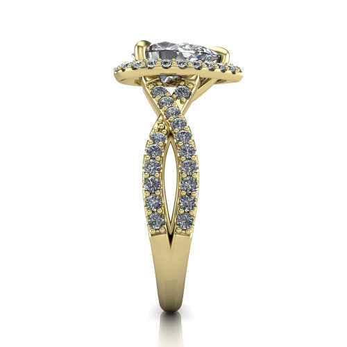 Bella Pear Shape Halo Engagement Ring in 18K Yellow Gold