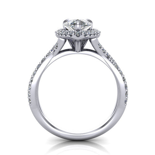 Bella Pear Shape Halo Engagement Ring in 14K White Gold