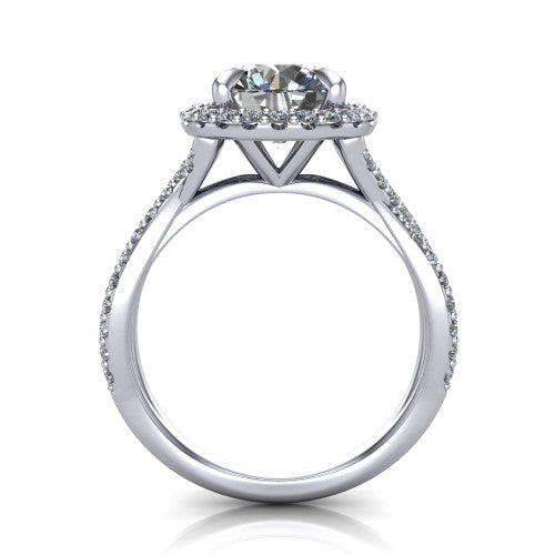 Bella Round Shape Halo Engagement Ring in Platinum